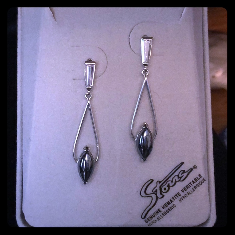 Silver Hematite Earrings